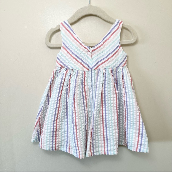NEW 💕 Hope & Henry 100% Organic Cotton Rainbow-Colored Striped Party Dress - Picture 10 of 12